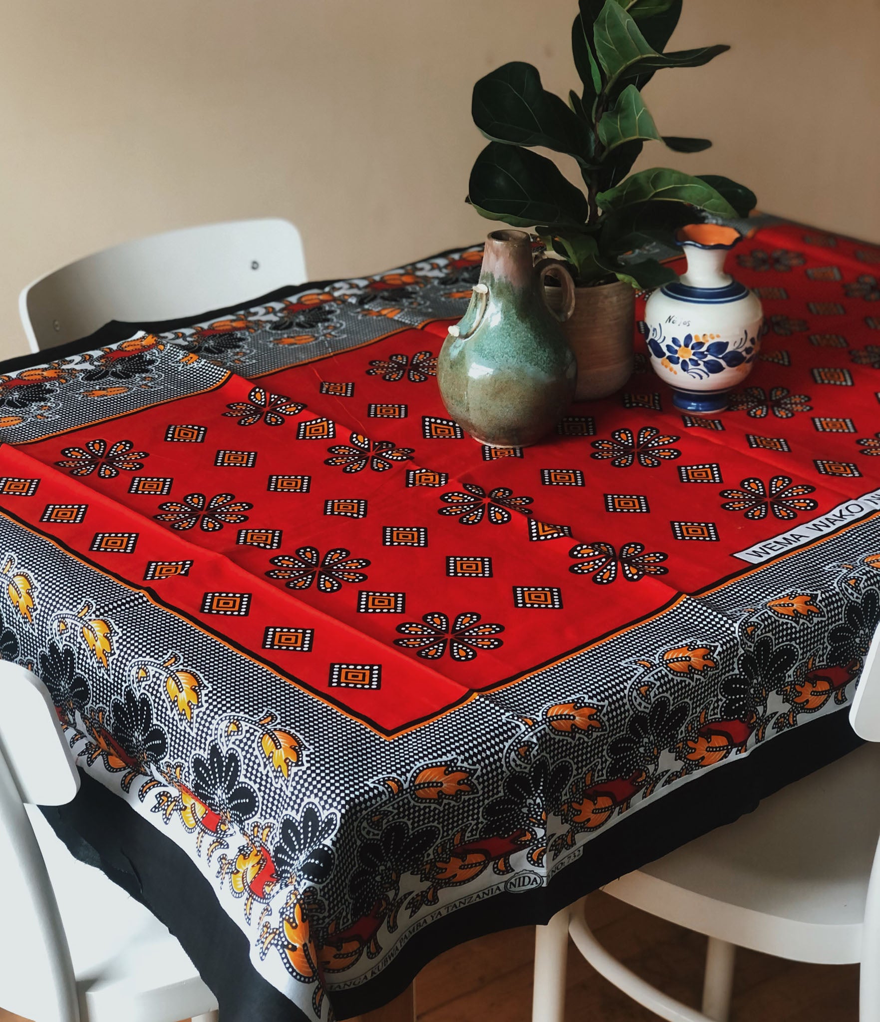 Red and sale black table runner