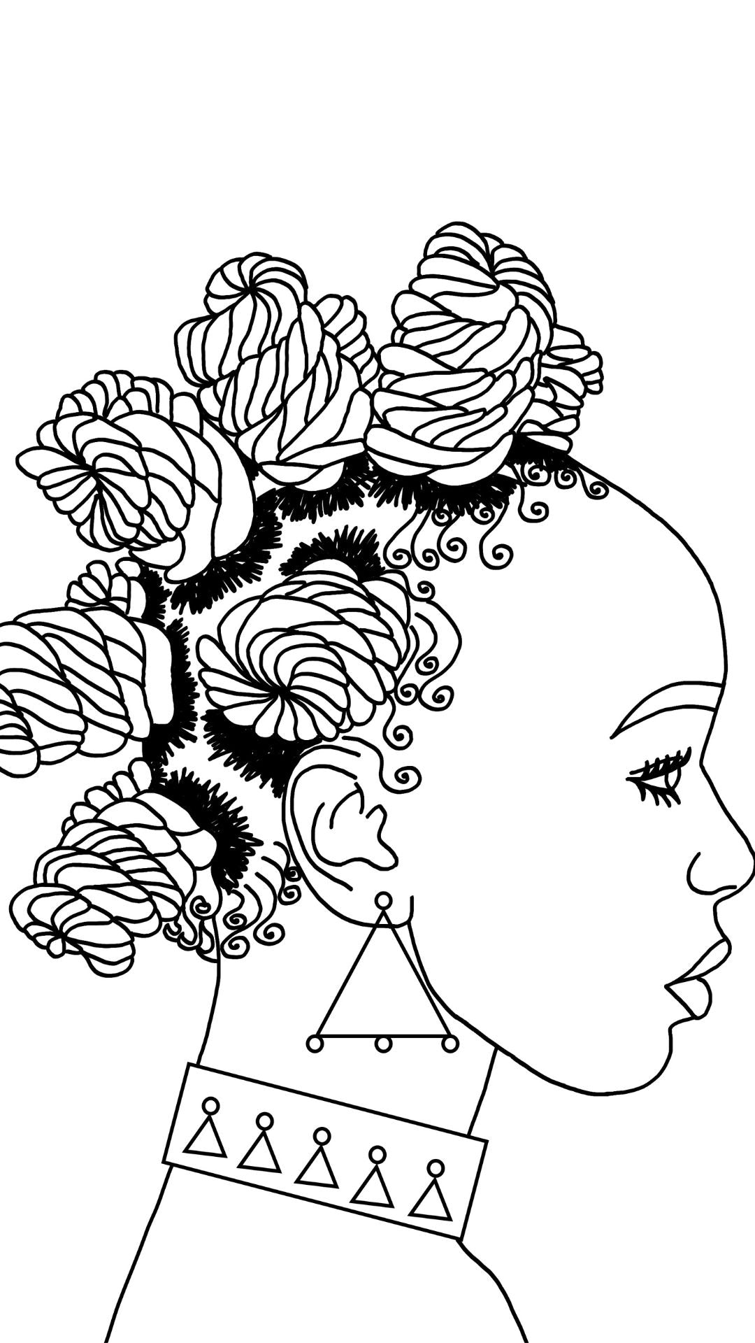 Afro Hair Colouring Book